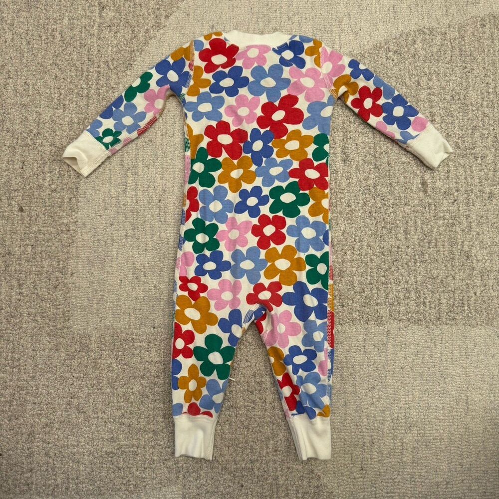 Hanna Andersson HannaJams Colorful Daisy Flower Zip Up Footless Cotton Sleeper - Picture 3 of 6